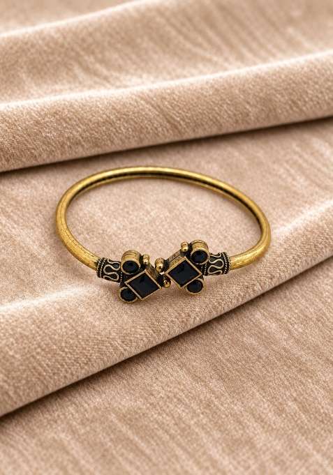Golden Artificial Stones Alloy Bracelet