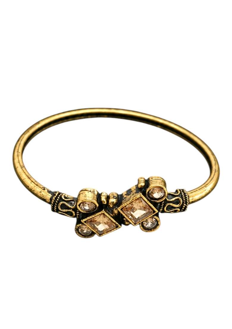 Golden Artificial Stones Alloy Bracelet - Indya