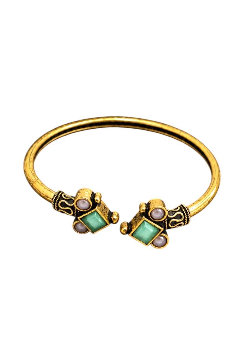 Golden Artificial Stones Alloy Bracelet - Indya