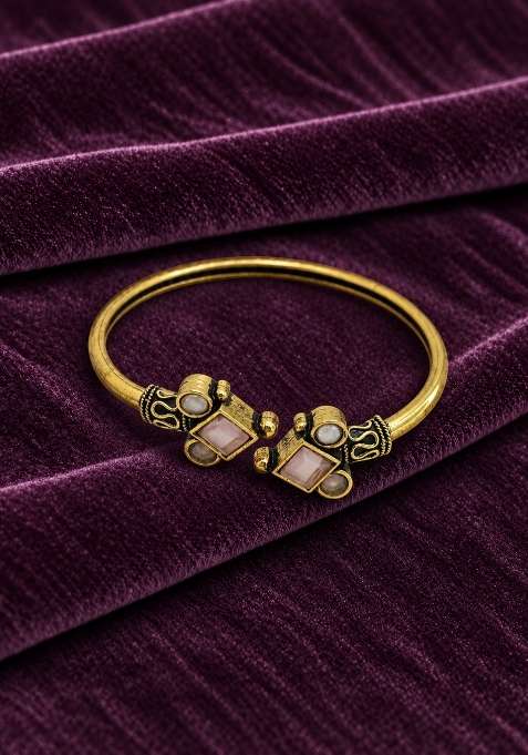 Golden Artificial Stones Alloy Bracelet