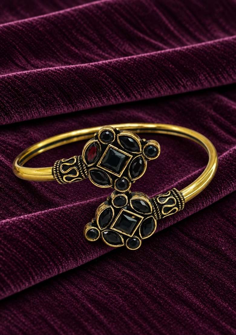 Golden Artificial Stones Alloy Bracelet - Indya