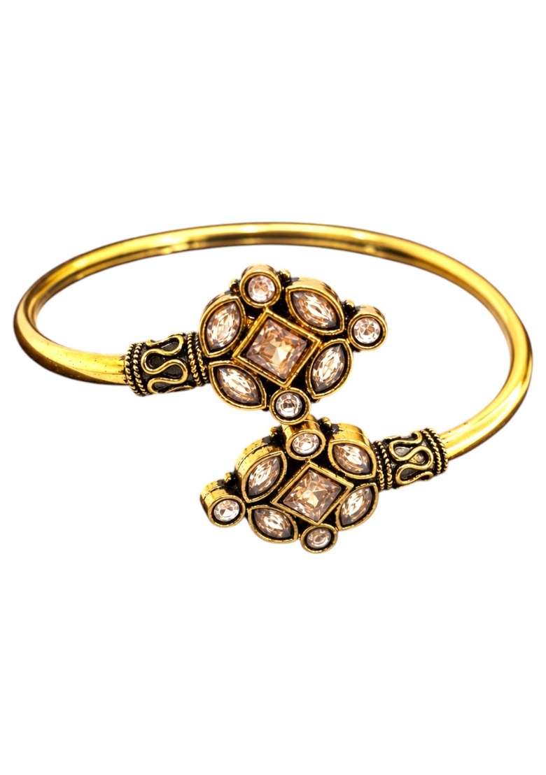 Golden Artificial Stones Alloy Bracelet - Indya