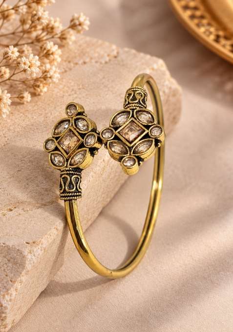 Golden Artificial Stones Alloy Bracelet