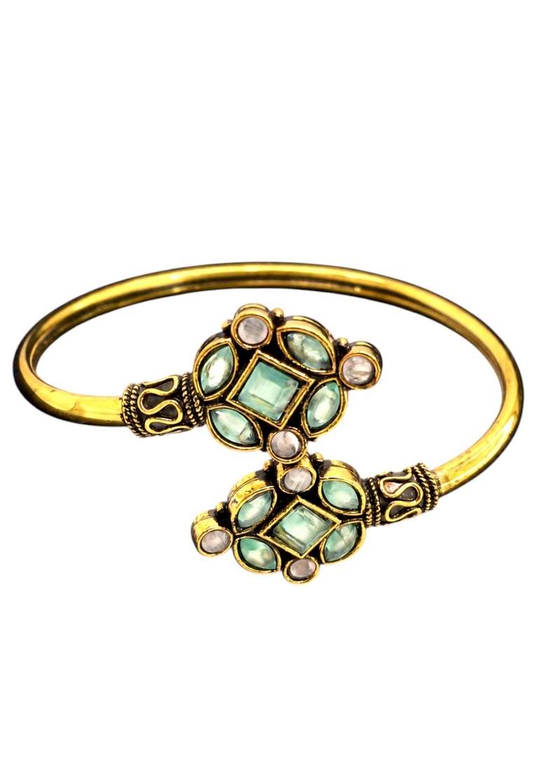 Golden Artificial Stones Alloy Bracelet - Indya
