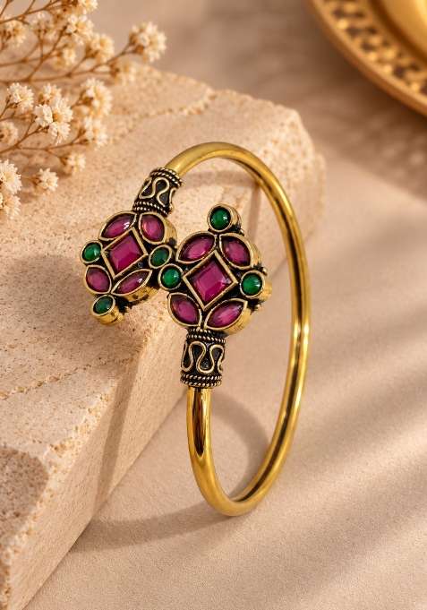 Golden Artificial Stones Alloy Bracelet
