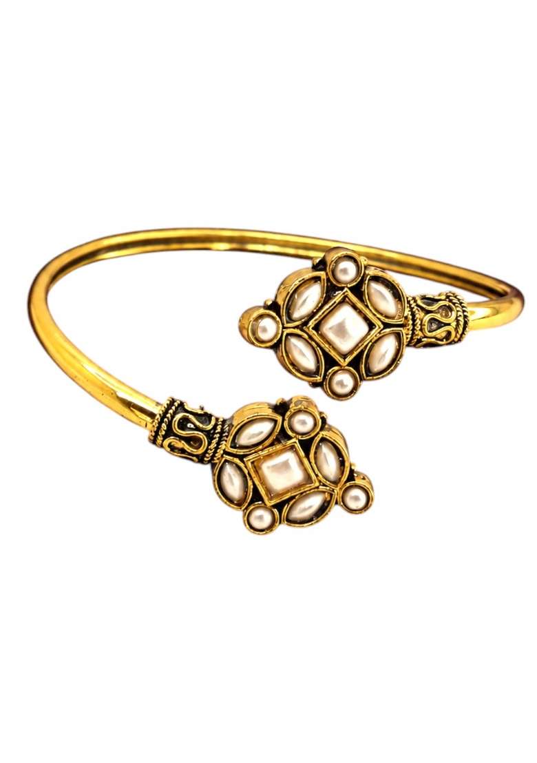 Golden Artificial Stones Alloy Bracelet - Indya