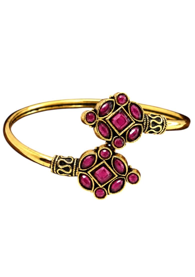 Golden Artificial Stones Alloy Bracelet - Indya