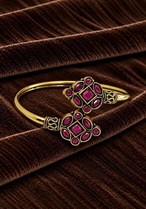 Golden Artificial Stones Alloy Bracelet