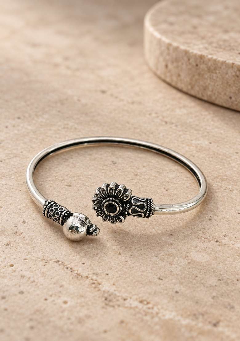 Silver Artificial Stones German Silver Bracelet - Indya