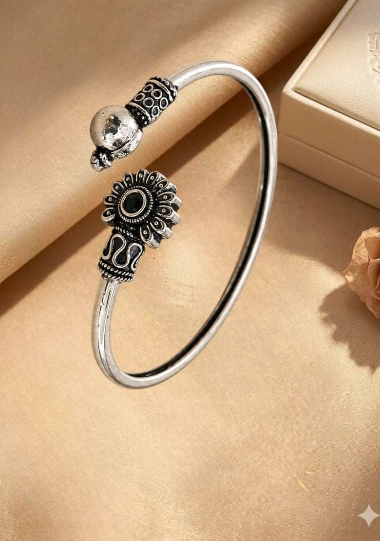 Silver Artificial Stones German Silver Bracelet - Indya