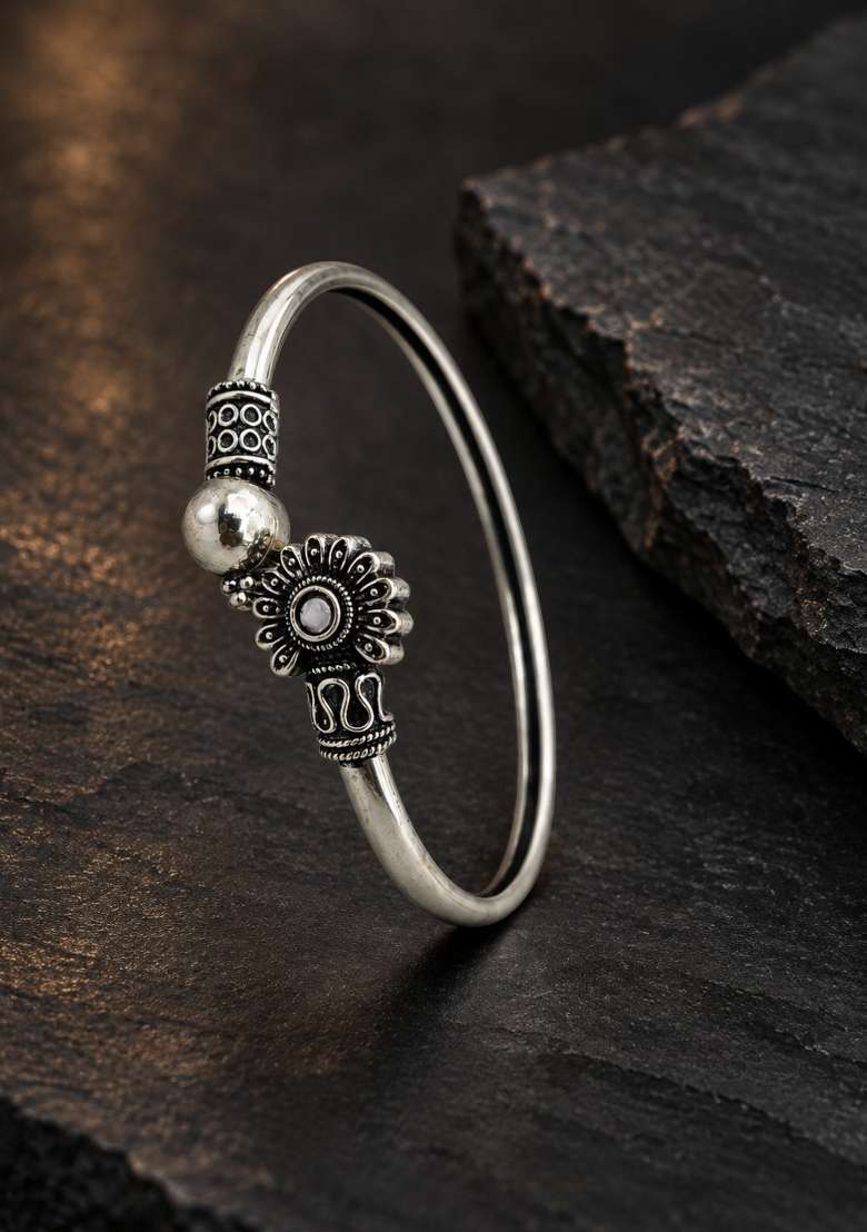 Silver Artificial Stones German Silver Bracelet - Indya