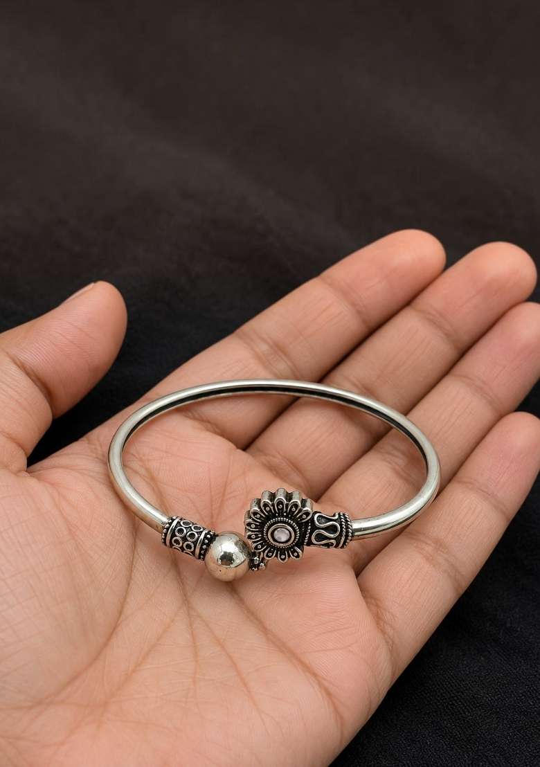 Silver Artificial Stones German Silver Bracelet - Indya