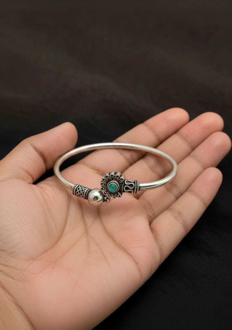 Silver Artificial Stones German Silver Bracelet - Indya
