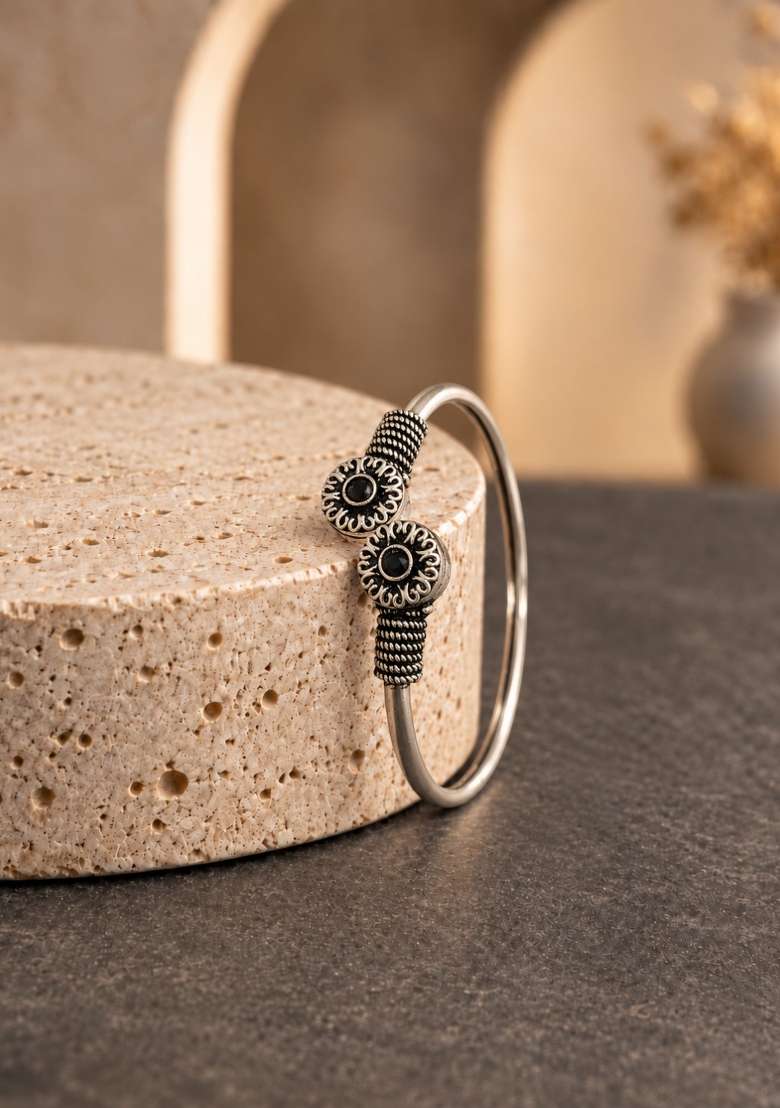 Silver Artificial Stones German Silver Bracelet - Indya