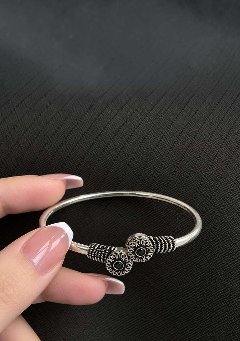Silver Artificial Stones German Silver Bracelet - Indya