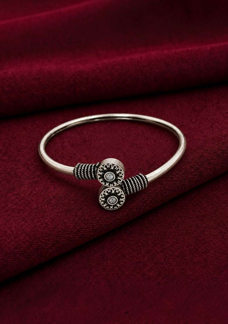 Silver Artificial Stones German Silver Bracelet - Indya