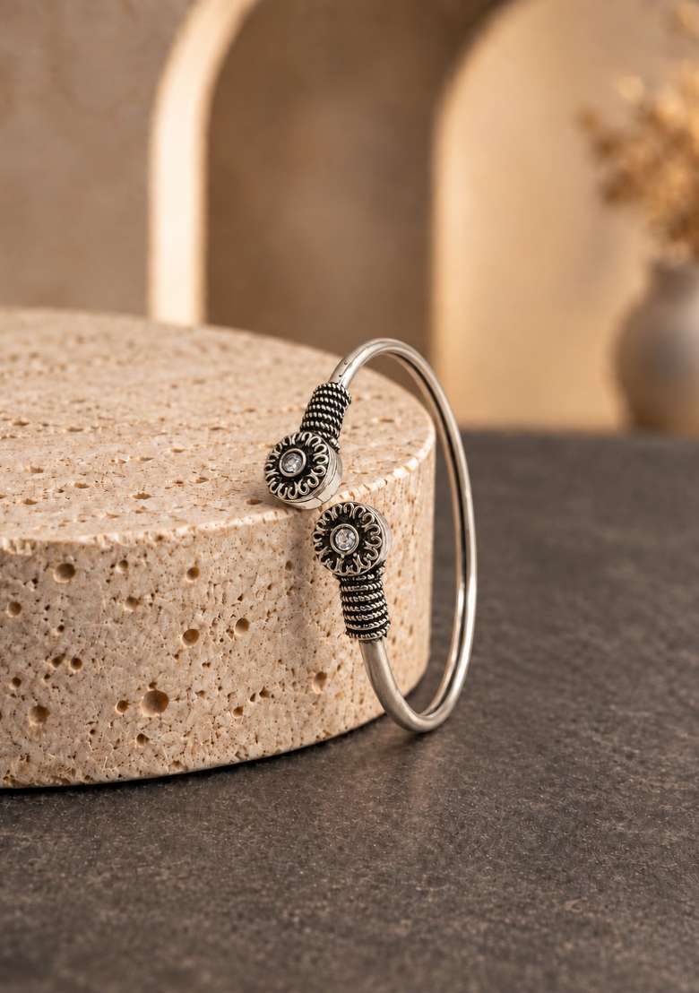 Silver Artificial Stones German Silver Bracelet - Indya