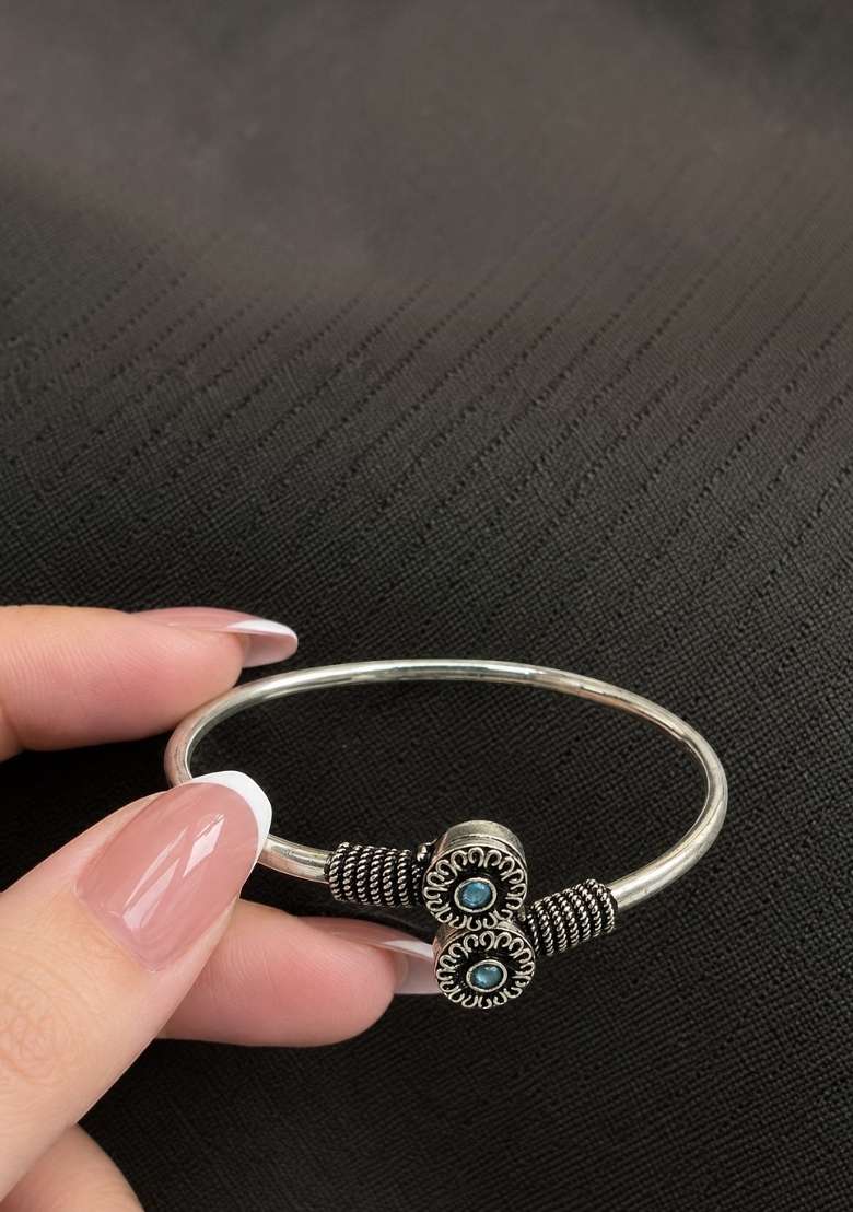 Silver Artificial Stones German Silver Bracelet - Indya