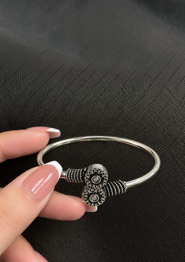 Silver Artificial Stones German Silver Bracelet - Indya
