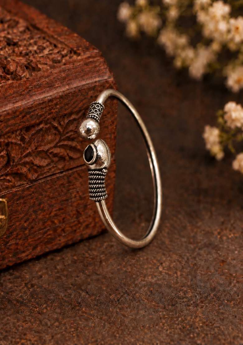 Silver Artificial Stones German Silver Bracelet - Indya