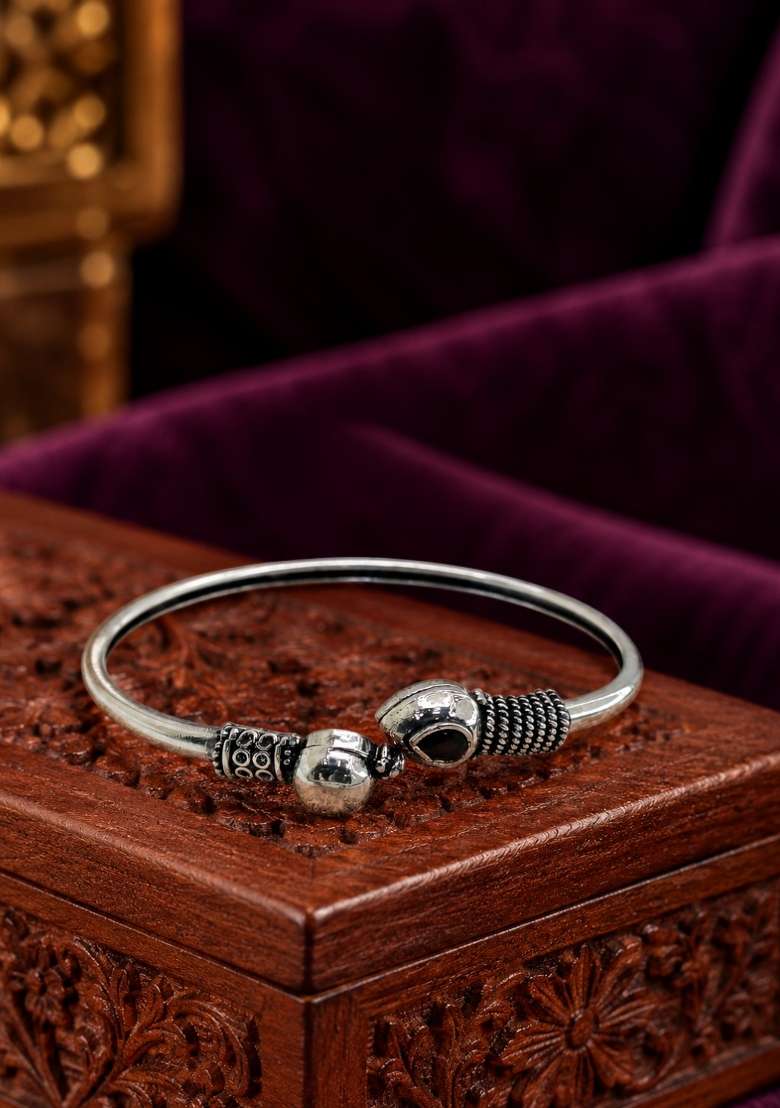 Silver Artificial Stones German Silver Bracelet - Indya