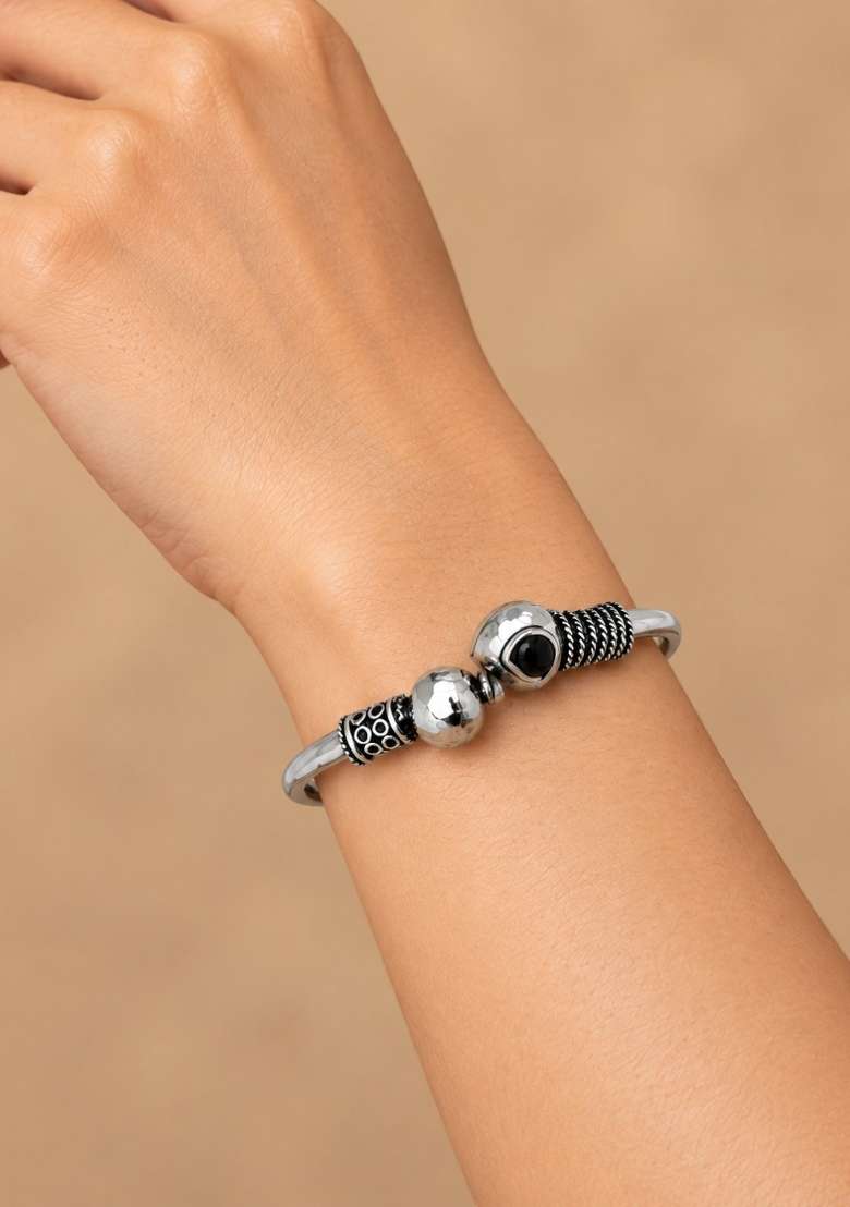 Silver Artificial Stones German Silver Bracelet - Indya