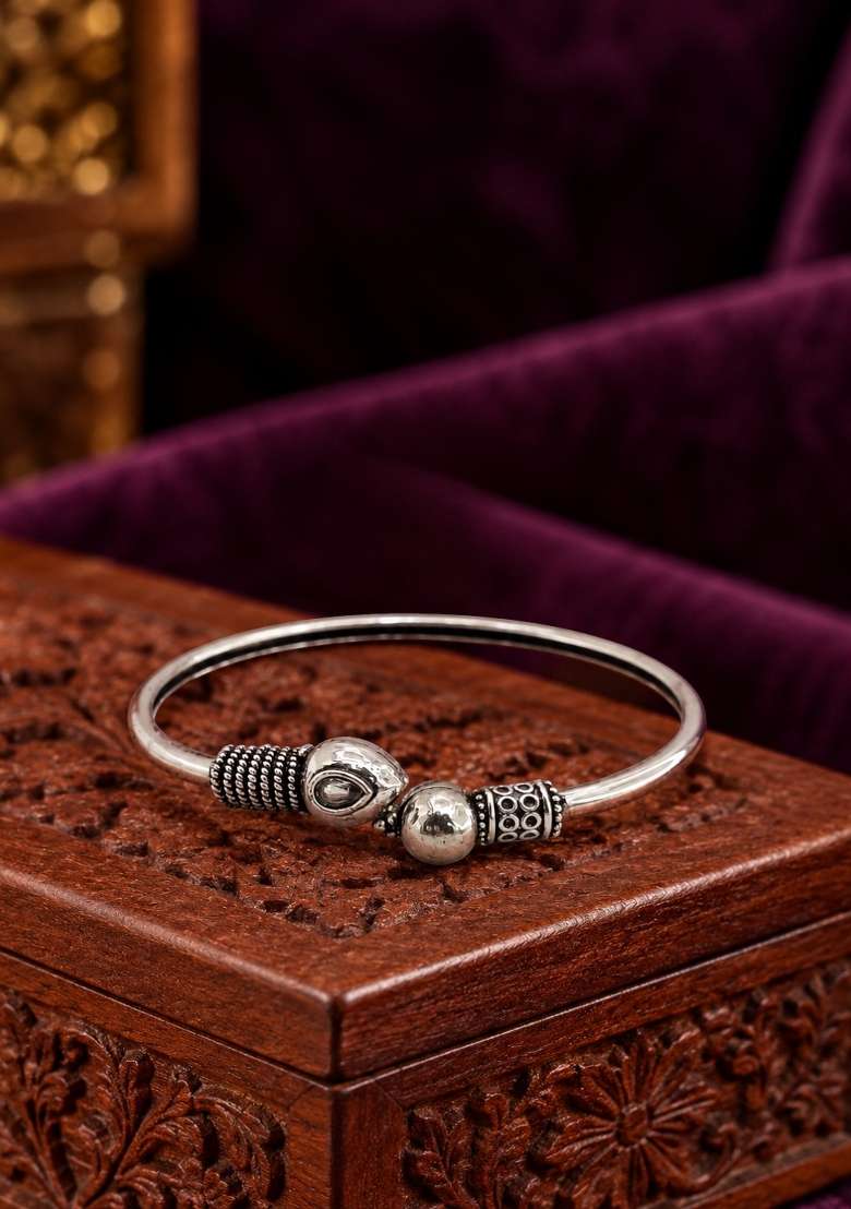 Silver Artificial Stones German Silver Bracelet - Indya