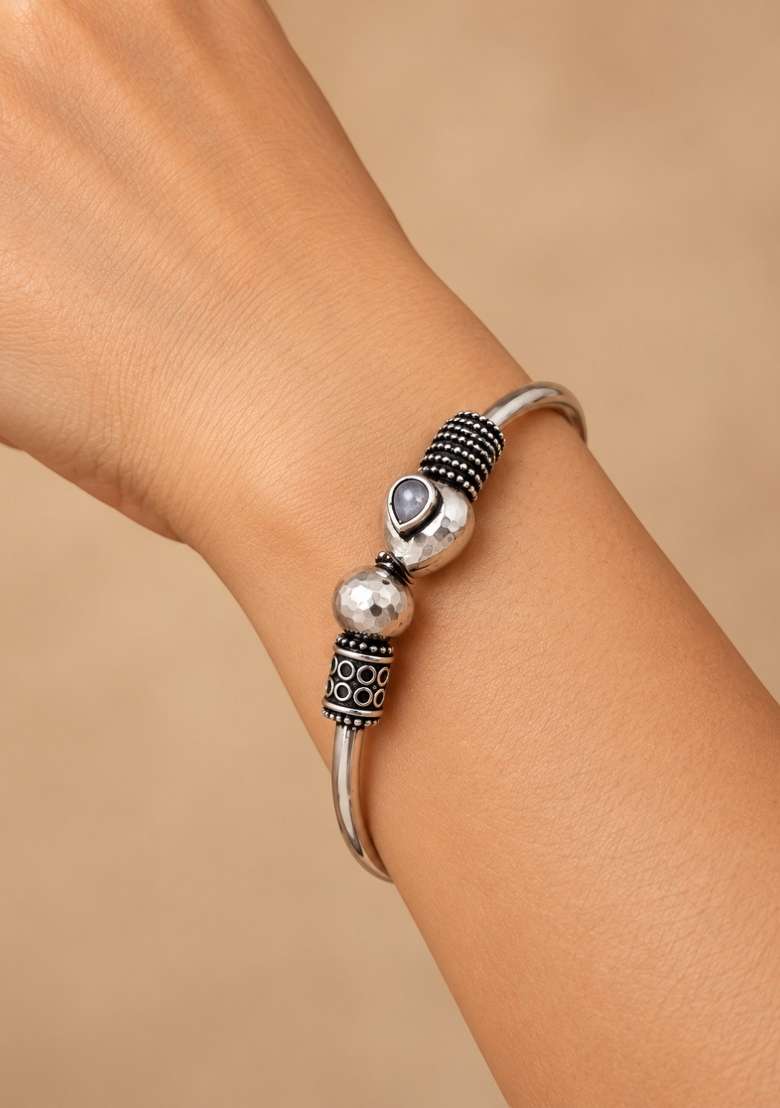 Silver Artificial Stones German Silver Bracelet - Indya