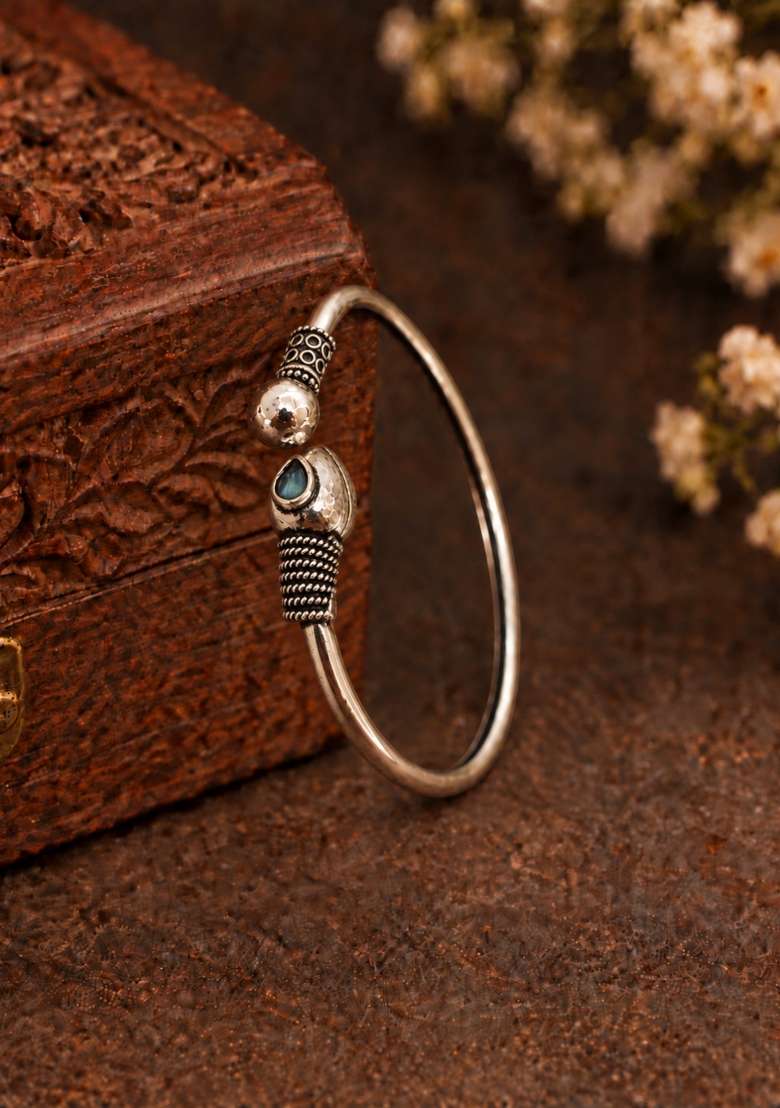 Silver Artificial Stones German Silver Bracelet - Indya