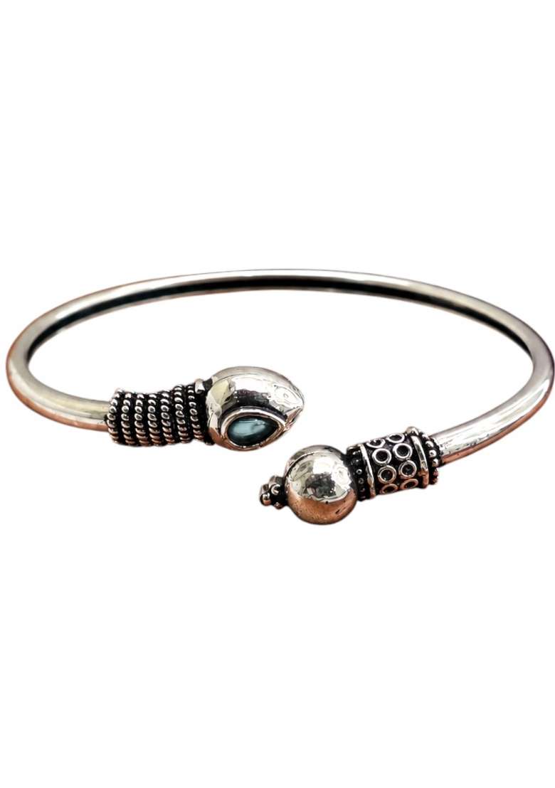 Silver Artificial Stones German Silver Bracelet - Indya