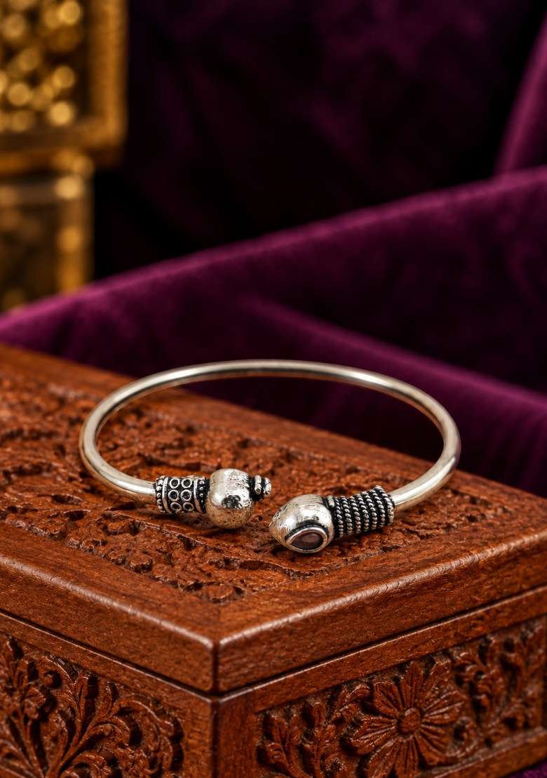 Silver Artificial Stones German Silver Bracelet - Indya
