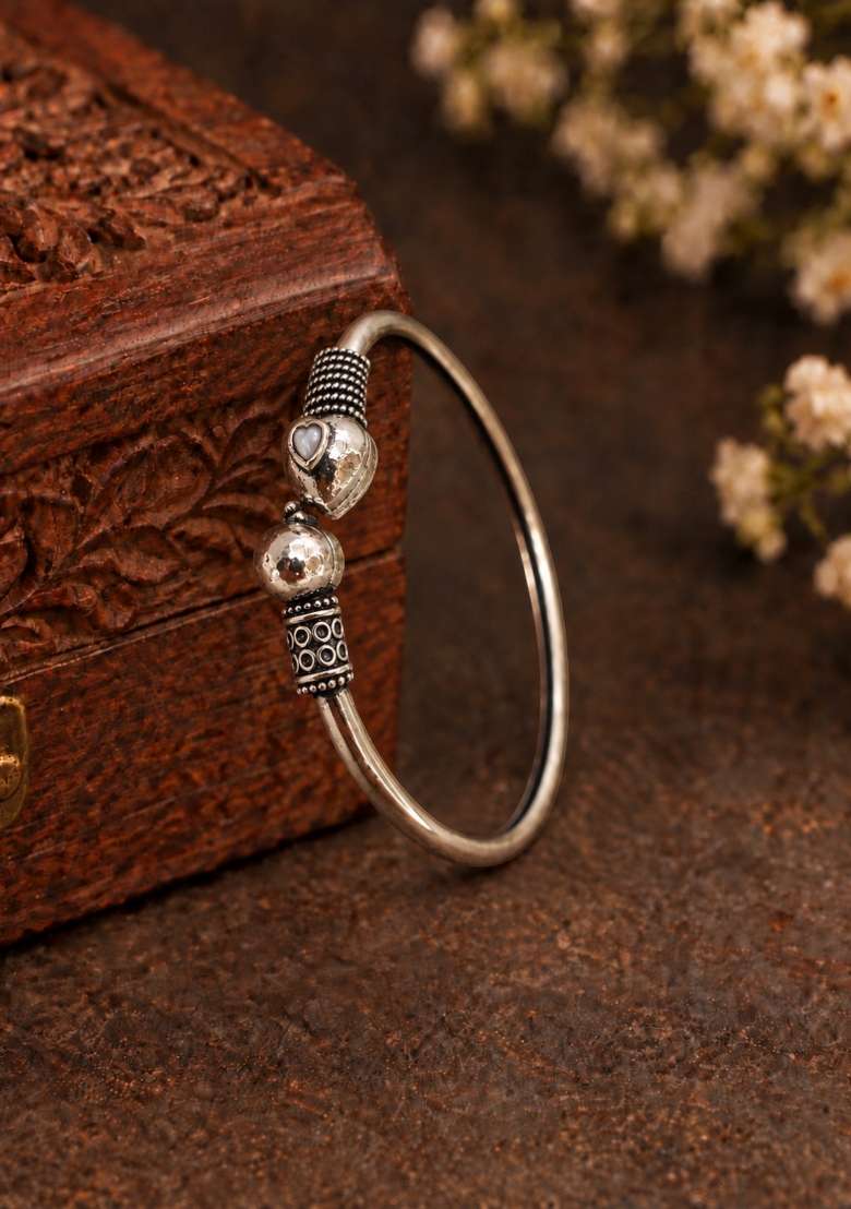 Silver Artificial Stones German Silver Bracelet - Indya