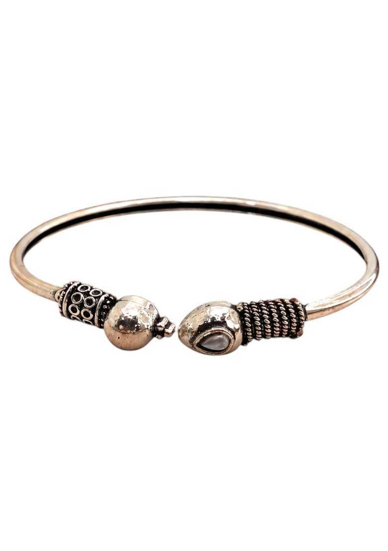 Silver Artificial Stones German Silver Bracelet - Indya