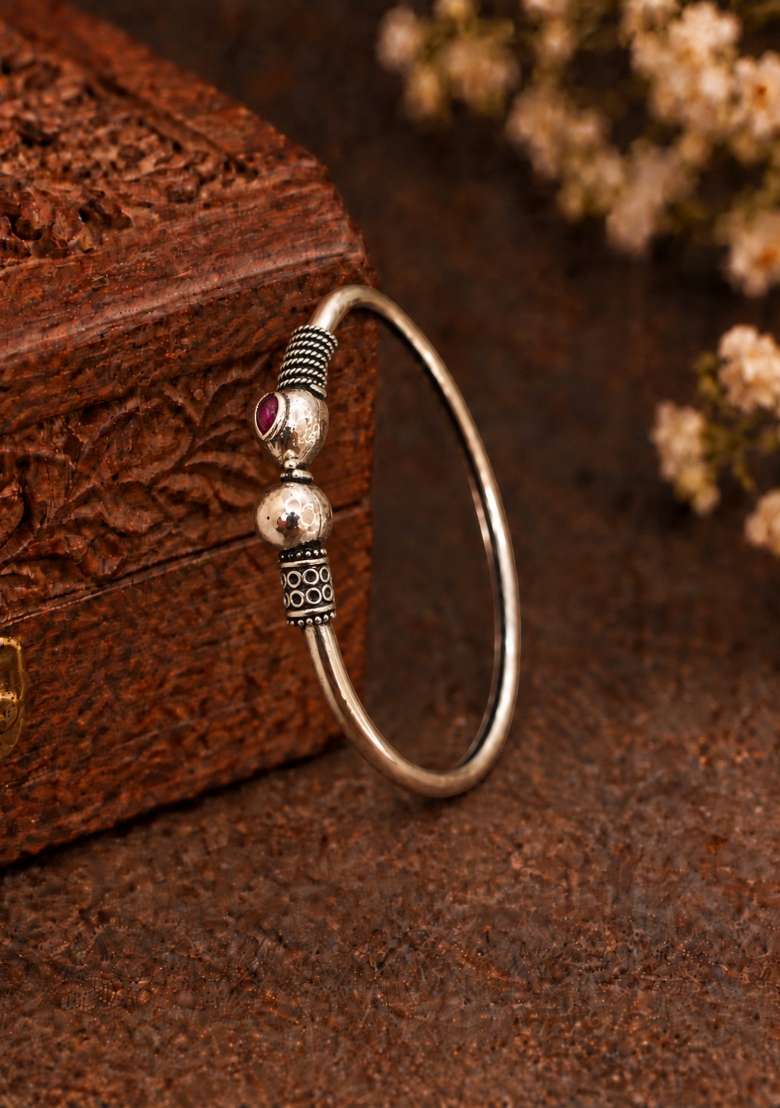 Silver Artificial Stones German Silver Bracelet - Indya