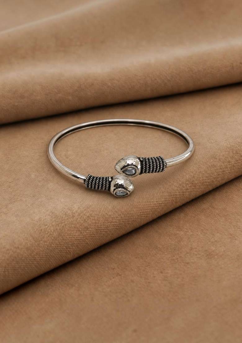 Silver Artificial Stones German Silver Bracelet - Indya