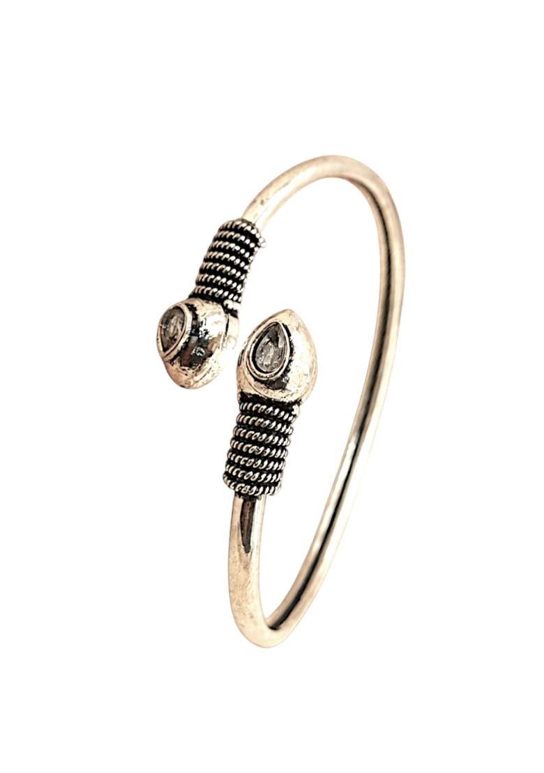 Silver Artificial Stones German Silver Bracelet - Indya