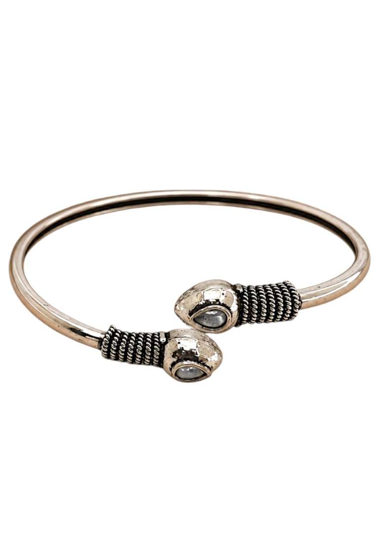 Silver Artificial Stones German Silver Bracelet - Indya