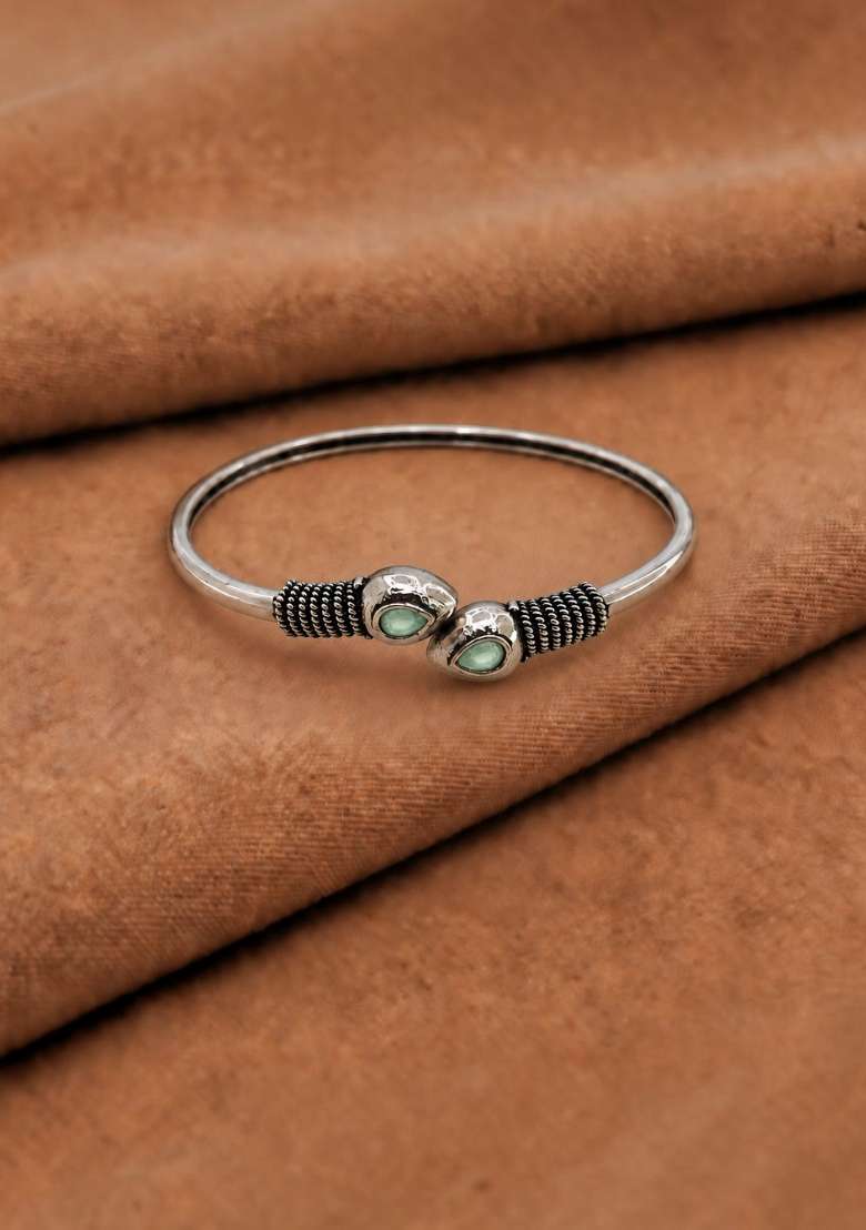 Silver Artificial Stones German Silver Bracelet - Indya