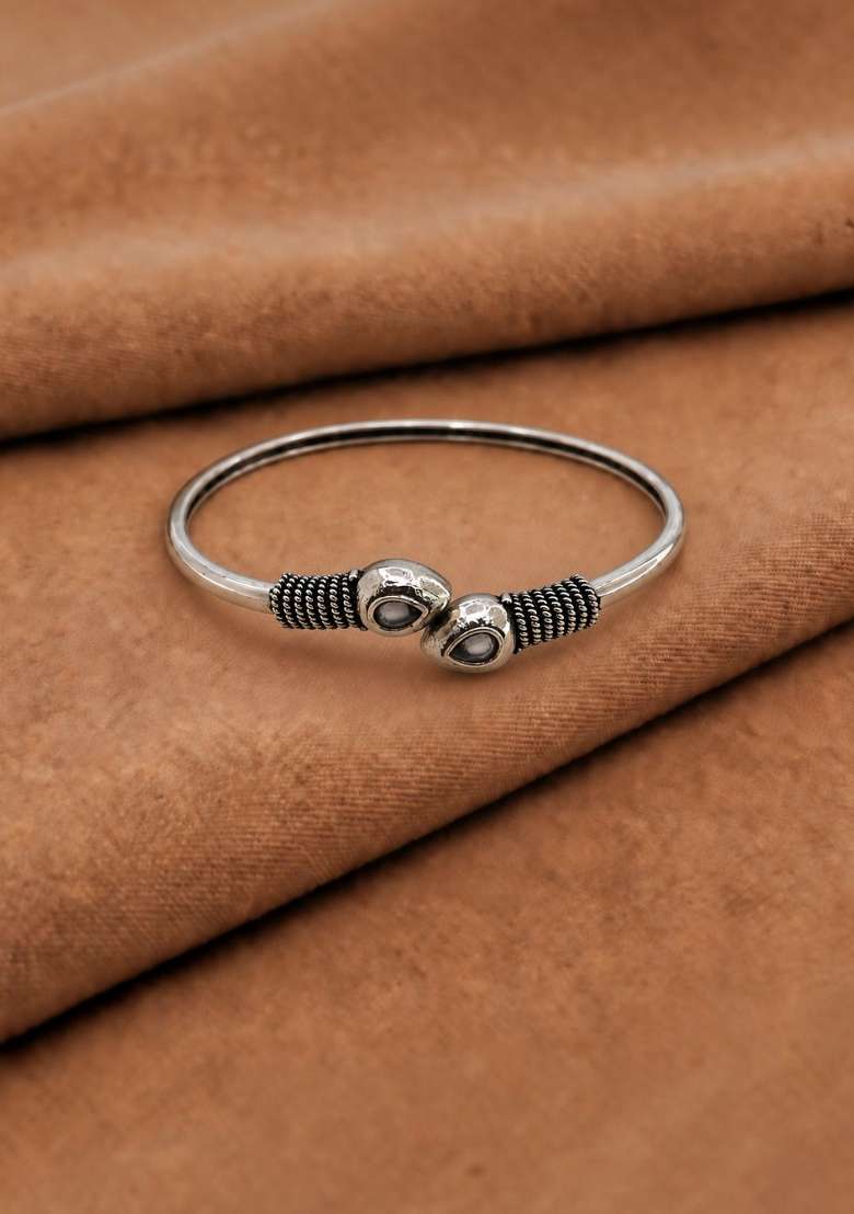 Silver Artificial Stones German Silver Bracelet - Indya