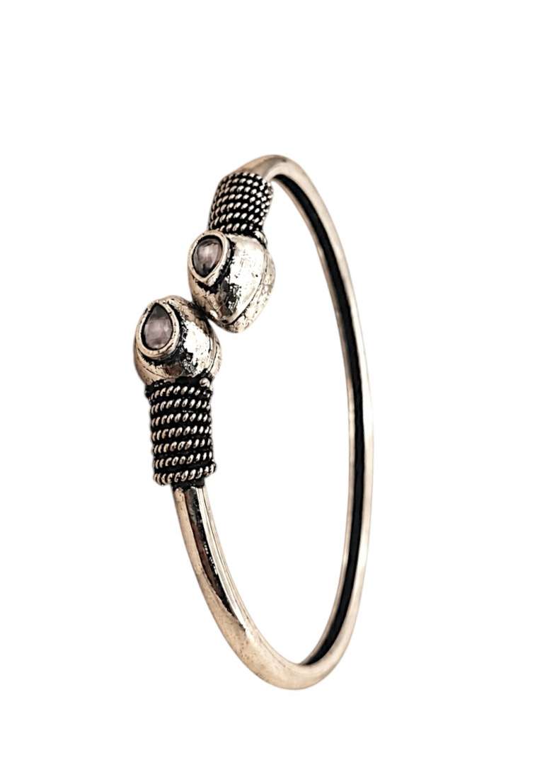 Silver Artificial Stones German Silver Bracelet - Indya