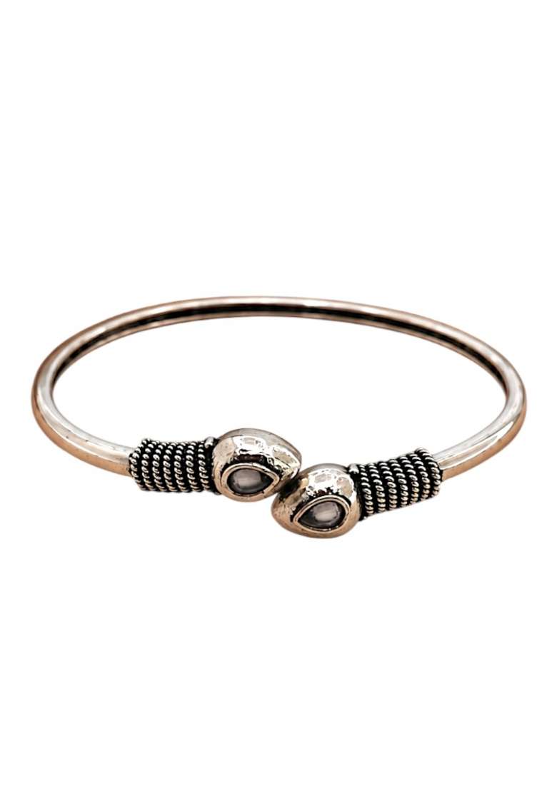 Silver Artificial Stones German Silver Bracelet - Indya