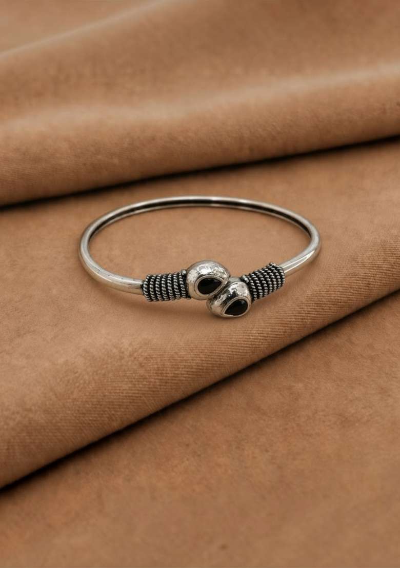 Silver Artificial Stones German Silver Bracelet - Indya