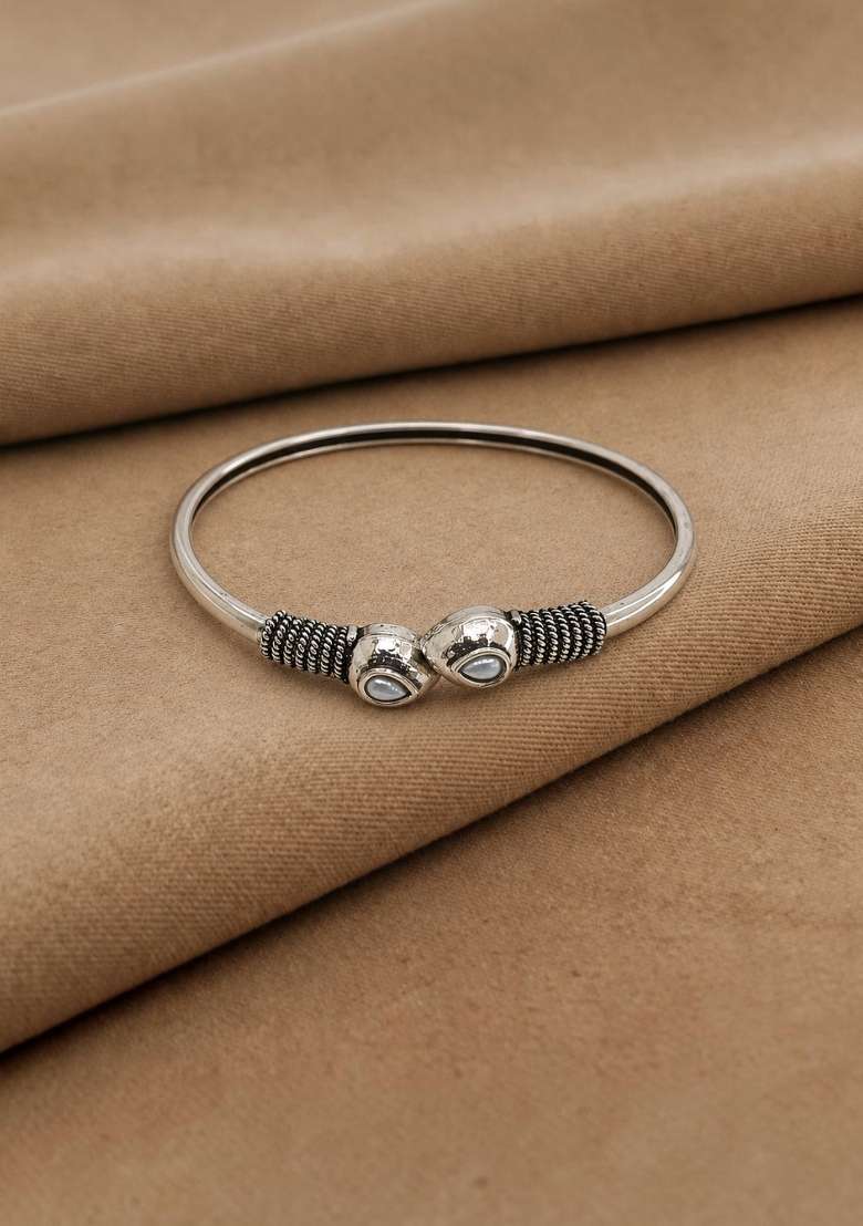 Silver Artificial Stones German Silver Bracelet - Indya