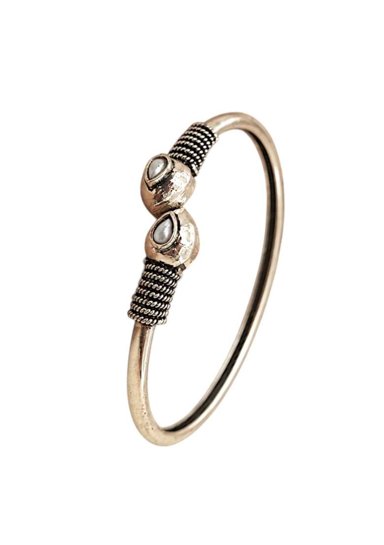 Silver Artificial Stones German Silver Bracelet - Indya