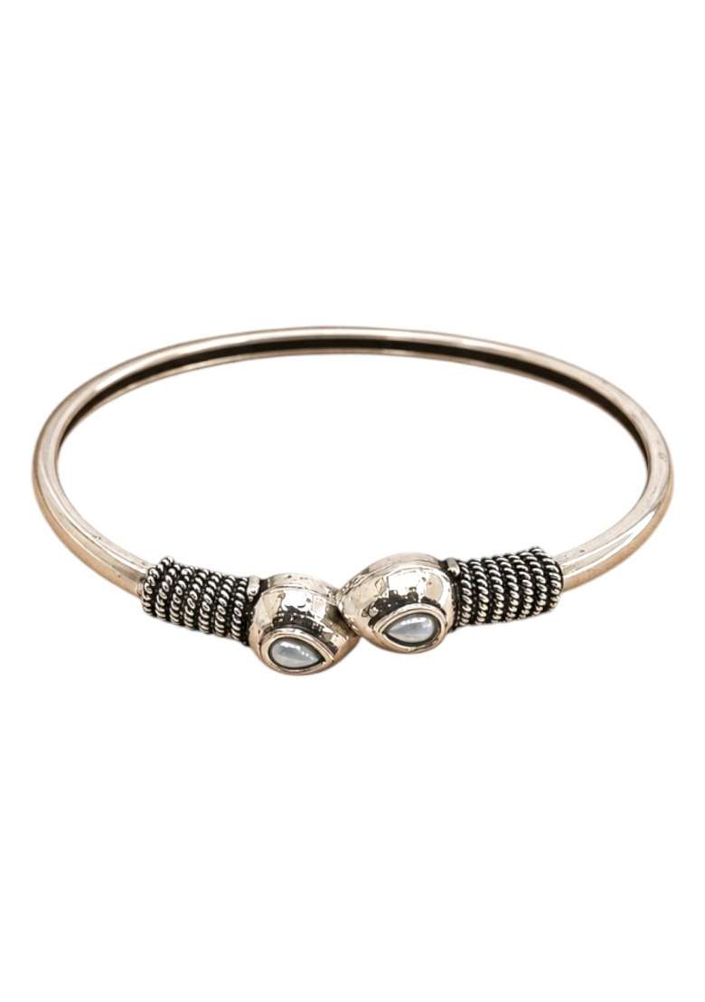 Silver Artificial Stones German Silver Bracelet - Indya