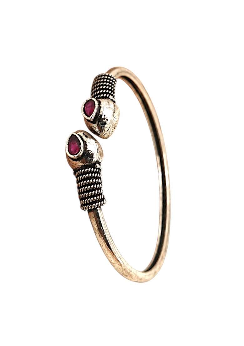 Silver Artificial Stones German Silver Bracelet - Indya
