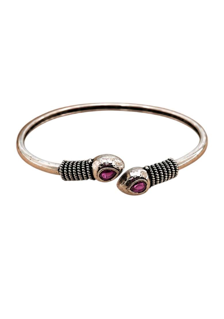 Silver Artificial Stones German Silver Bracelet - Indya