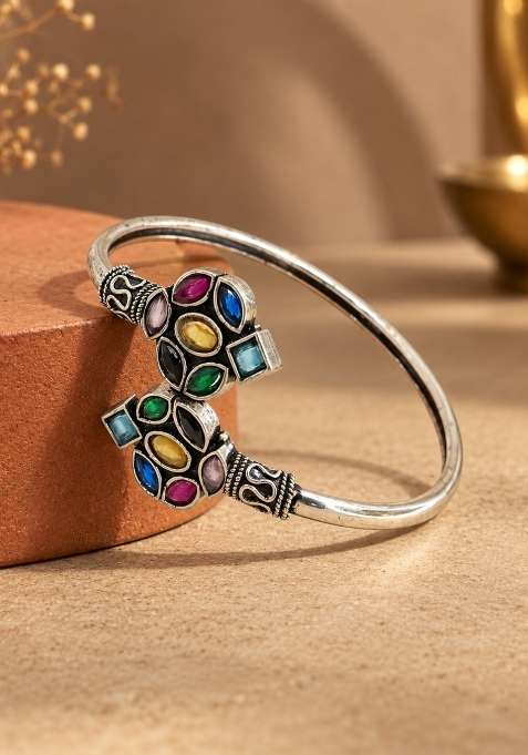 Silver Artificial Stones German Silver Bracelet
