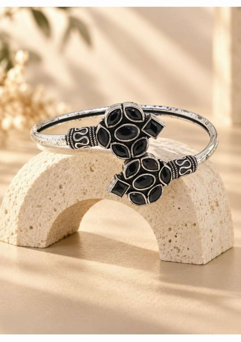 Silver Artificial Stones German Silver Bracelet - Indya