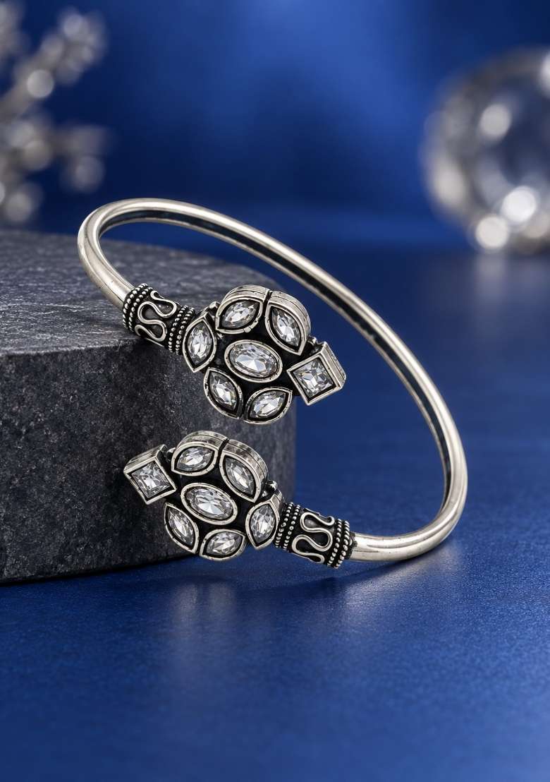 Silver Artificial Stones German Silver Bracelet - Indya